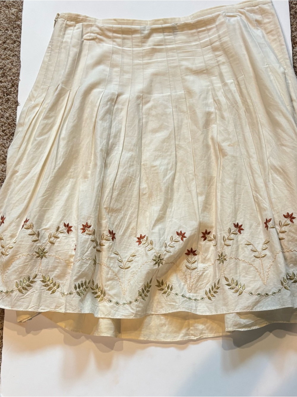 The Limited Cream Circle Skirt with Floral Embroidery